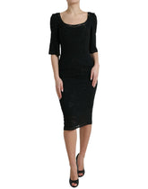 Dolce & Gabbana Black Floral Lace Viscose Bodycon Midi Dress -   -  Dolce & Gabbana.